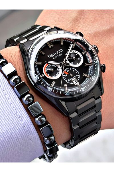 Ferrucci Ferrucci̇ Function Black Calendar Metal Men's Watch