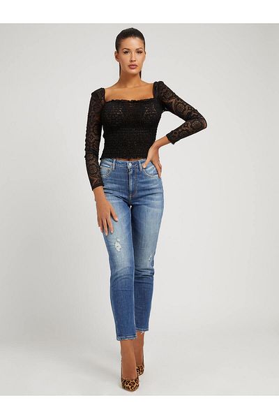 Guess Pantaloni albaștri pentru femei Mom Jean
