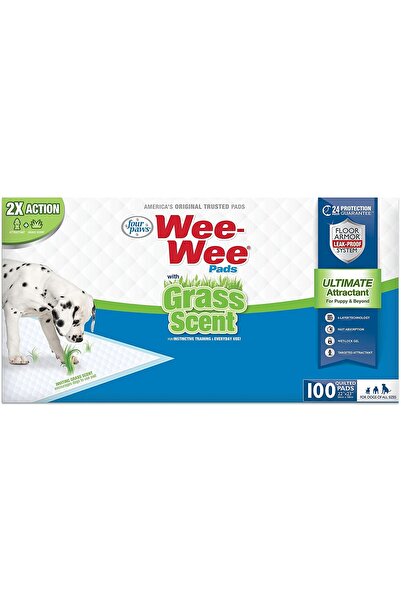 Four Paws فوط وي وي برائحة العشب، علبة تحتوي على 100 قطعة