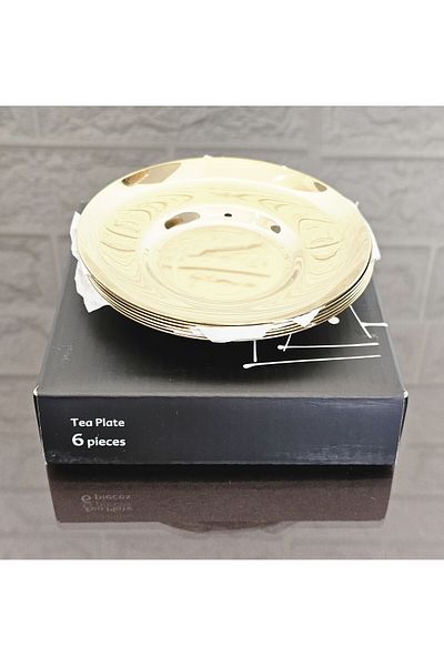 atabey home Steel Tea Plate Titanium Coated 6 Pieces Rio