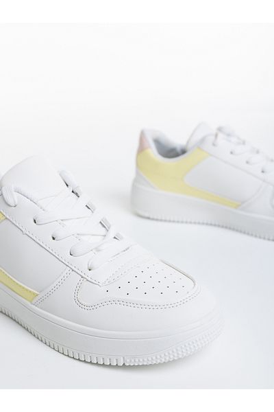 Kalapod Women's white and yellow sports shoes made of ecological leather Sameria
