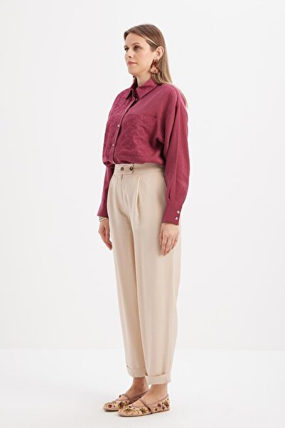 ALLDAY Beige-Tall Elastic Waist Pocket Trousers