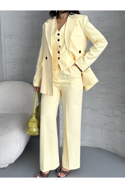 MYGİYİMİSTANBUL jacket vest palazzo pants 3-piece suit