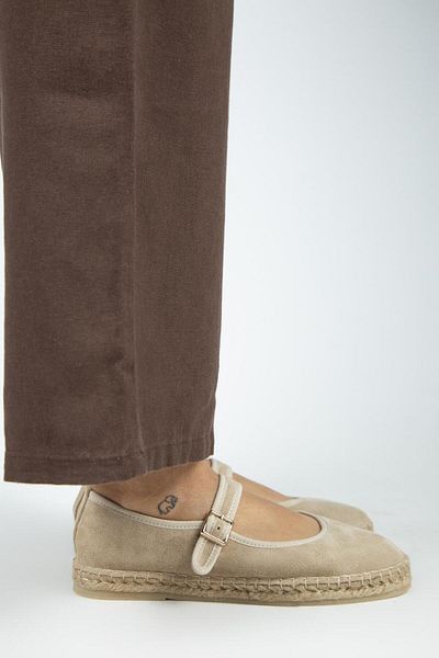 Manijero Lipa Women's Genuine Leather Single Strap Espadrille Ballerina Beige Shoes