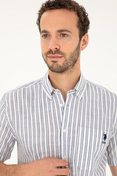 U.S. Polo Assn. Мъжка тъмносиня риза с къс ръкав, стандартна, 100% памучна, U.S. Polo Assn. 1831504