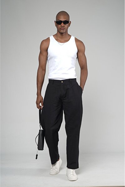 king brich Shalwar Cut Pleated Linen Trousers