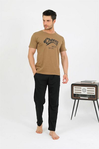 Celira Men's Cotton Short Sleeve Pajamas Suit Mink