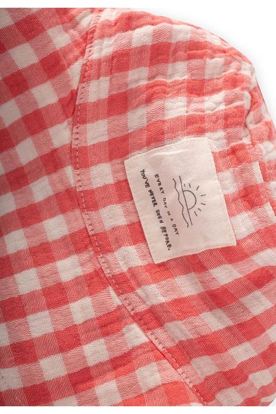 Cigit Muslin Fedora Hat 2-8 Years Coral Plaid