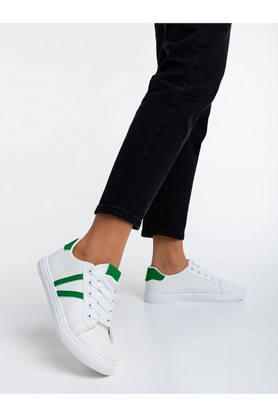 Kalapod Women's white and green sports shoes made of ecological leather Virva