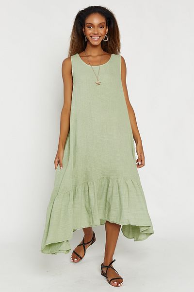 Hopoi Women's Mint Ruffle Long Dress