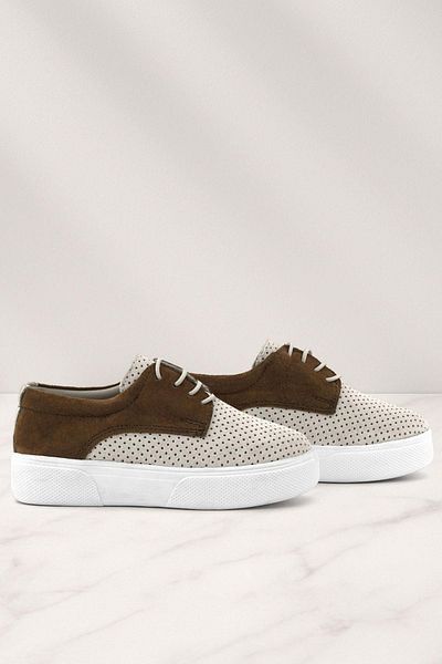 Rakerplus Pantofi casual pentru băiat din piele naturală, alb, maro