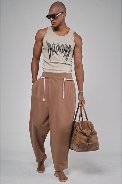 king brich Παντελόνι Shalwar Cut με ελαστική μέση