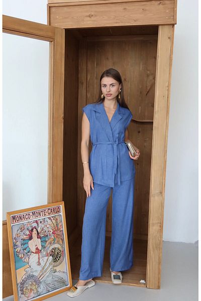 Patreon Tie Waist Linen Vest Trousers Set