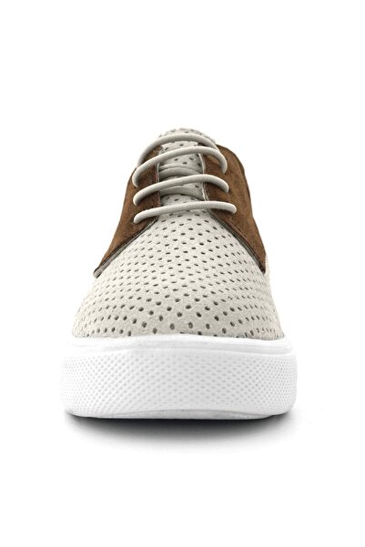 Rakerplus Pantofi casual pentru băiat din piele naturală, alb, maro