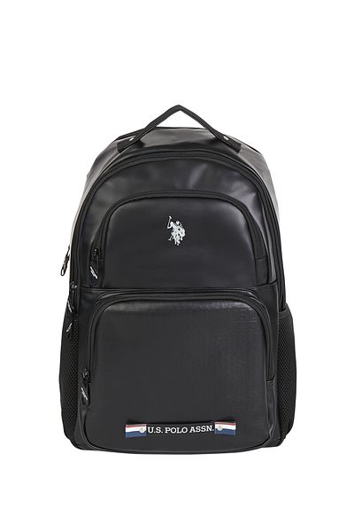 U.S. Polo Assn. Πόλο Ασν. 24424-24426 Unisex Vegan Backpack Σχολική τσάντα Ταξιδιωτική τσάντα κάμπινγκ ΜΑΥΡΟ