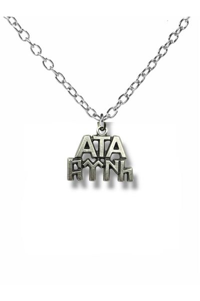 Herşey Nota Ataturk Figured and Göktürk Alphabet Turkish Written Necklace – Silver Color Unisex Metal Jewelry