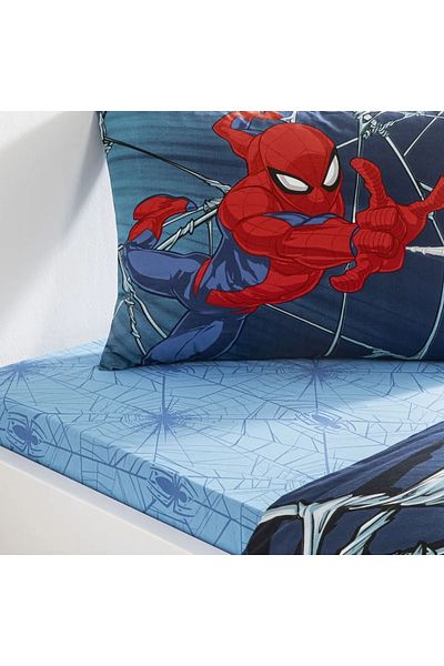 Taç Set de lenjerie de pat din bumbac cu licență Taç Spiderman Rise (120 X 200 Cearșaf elastic)