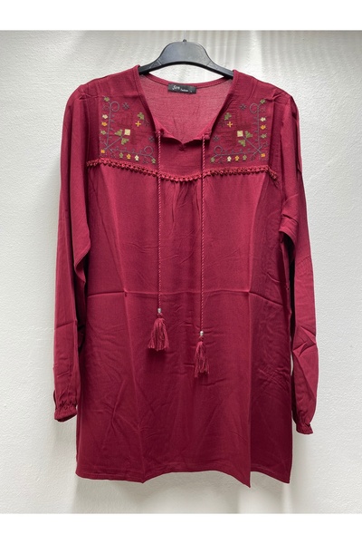 Şen Women's Cotton Ethnic Embroidered Embroidered Tie-Tie Tie-Sleeve Embedded...