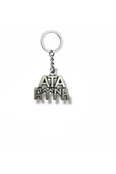 Herşey Nota Metal Keychain with Atatürk Figure and Göktürk Alphabet Turkish Written – Silver Color Unisex Accessory