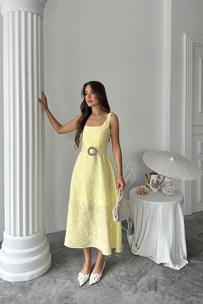 Viyamo Yellow Cup Long Dress