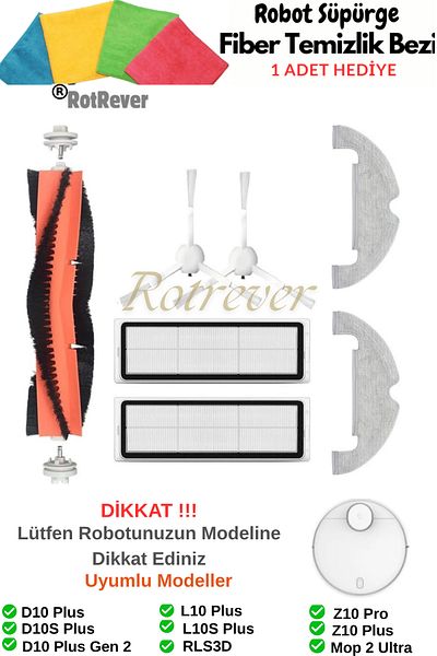 RotRever Xiaomi Mi Robot Vacuum Mop 2 Ultra Stytj05Zhm Compatible Brush,Hepa Filter,Replacement Parts Set-7 Pieces