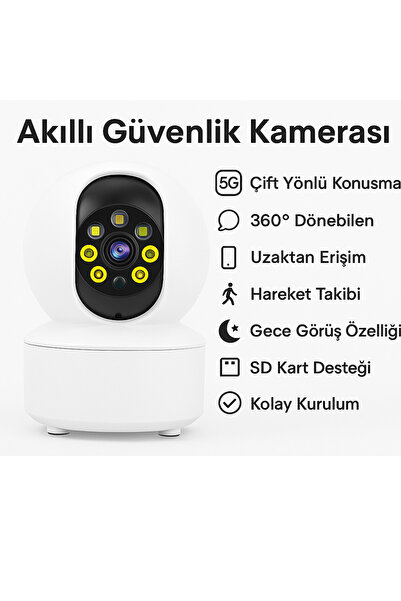 BLUE İNTER 5G Destekli Akıllı Güvenlik Kamerası 360° Döner, Gece Görüşlü, Çift Yönlü Konuşma-CMR-23