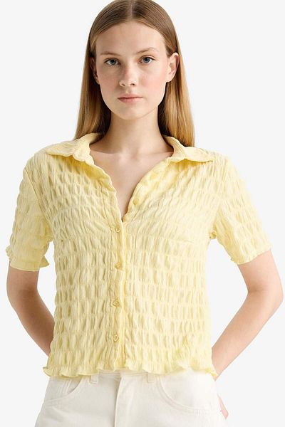 DeFacto Coool Fitted Textured Short Sleeve Shirt F4847Ax25Hs