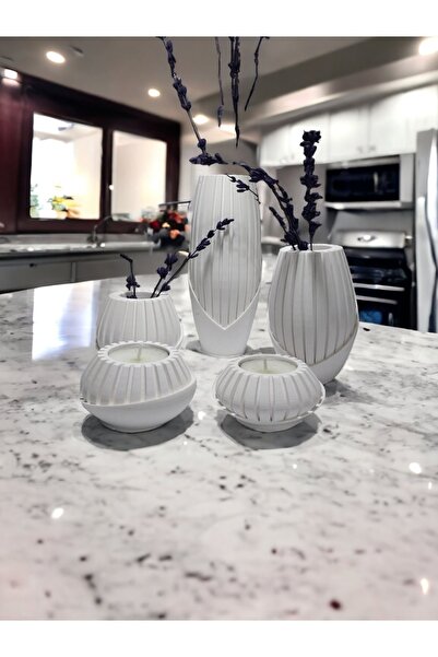 X Home Accessory 5 li bohem vazo ve mumluk seti