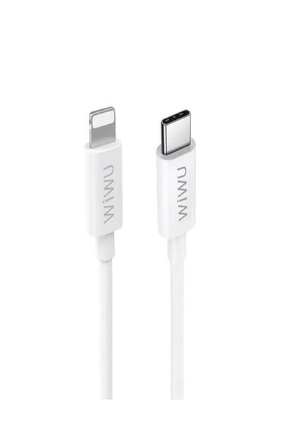 WIWU WP401 Type-C Compatible Lightning Cable The One PD Data Cable 2.4A, White – 1.2m