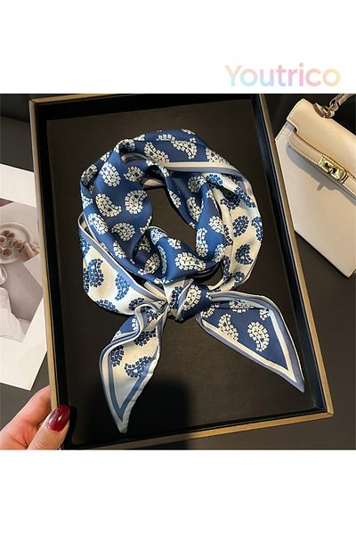 Youtrico Long silk scarves,Headbands,Cashew flowers,147cm