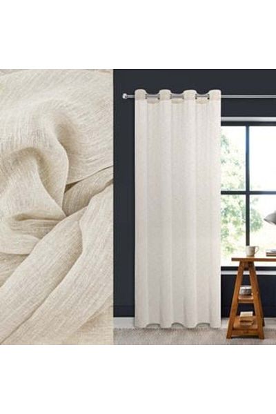 OEM Decorative Curtain Ecru with Golden Lurex & Rings 140 x 260 cm