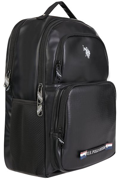 U.S. Polo Assn. Πόλο Ασν. 24424-24426 Unisex Vegan Backpack Σχολική τσάντα Ταξιδιωτική τσάντα κάμπινγκ ΜΑΥΡΟ