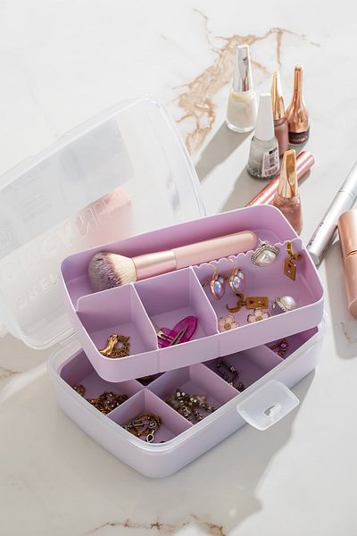 Porsima 1192 Organizator multifuncțional cu 12 compartimente Bijuterii Cataramă Machiaj Inel Cutie de depozitare Cutie pentru materiale de pescuit Liliac
