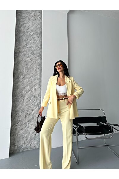 MYGİYİMİSTANBUL Blazer Jacket wide leg Pants Set