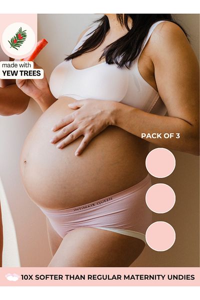 Intimate Queen Yew Tree Bae Maternity Briefs – Silky Soft, Antibacterial Calm, Full-Coverage Comfort (Pack Of 3)