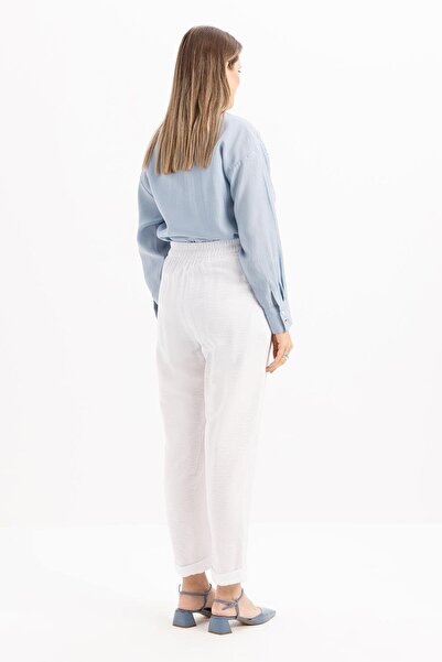 ALLDAY White Elastic Waist Pocket Trousers