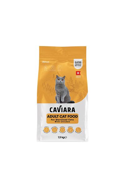 Caviara Sterilised with Chicken Adult Dry Cat Food - 1.5 kg