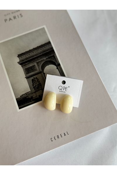shop Off White - Cream, Needle Part Silver Acrylic Beach Earring