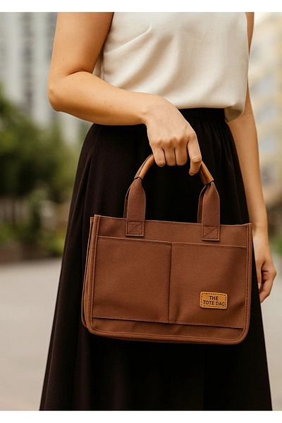 De&Morié حقيبة يد وكتف من القماش البني من Totebag