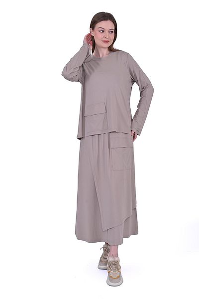 Invee Rayon jersey skirted set mink