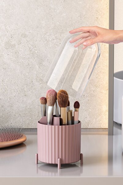 Beckbonny Zebra Makeup Brush and Cosmetic Organizer Hygienic Organizer with Transparent Cover