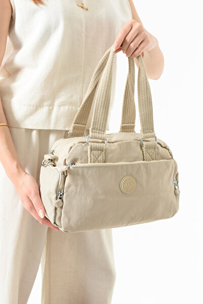 Just Polo Unisex Women's 2-Eye Waterproof Imported Crinkle Fabric Adjustable Cross Strap Hand and Shoulder Bag