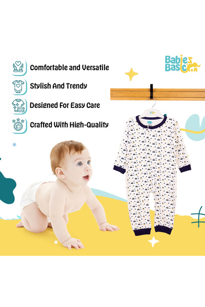 Babies Basic 100% Cotton Printed Long Sleeves Jumpsuit/Romper/Sleepsuit for babies