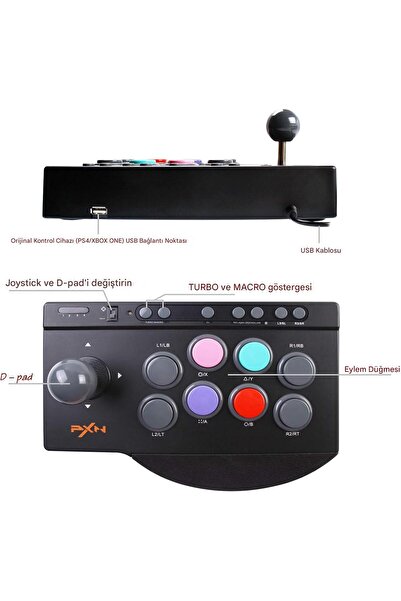 pxn 0082 Arcade Stick Oyun Kumandası PS3/PS4/Switch/PC/Android TV/XBOX