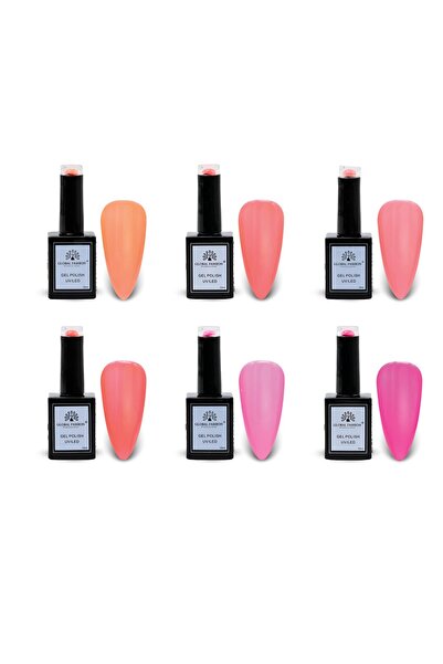 global fashion مجموعة طلاء أظافر جل Peach Perfection UV/LED - 6 ألوان، طبقة أ...