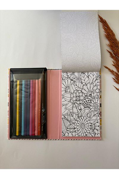 Adalinhome Atakids Lizy Dry Painted Mandala Coloring Book |   19 X 11cm |   40 Sheets |   12 Colors Dry Paint