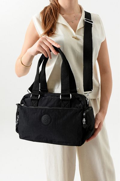 Just Polo Unisex Women's 2-Eye Waterproof Imported Crinkle Fabric Adjustable Cross Strap Hand and Shoulder Bag