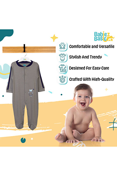 Babies Basic 100% Cotton Printed Long Sleeves Jumpsuit/Romper/Sleepsuit for babies