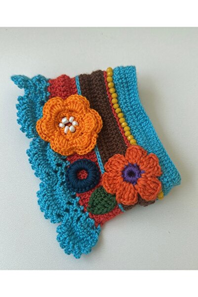 Morsanat Özel Tasarım Bileklik Örgü Zemin Üzerine Motif Işlemeler / Yaz Renkleri