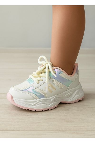 JOJO KIDS Girl's Hidden Velcro Lace-Up Sneakers, Light Sneaker